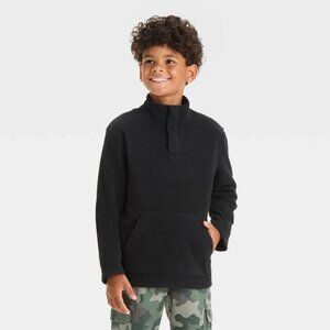 Cat & Jack Boys XS (4-5) Black 1/4 Snap Pullover Long Sleeves Fleece Sweatshirt
